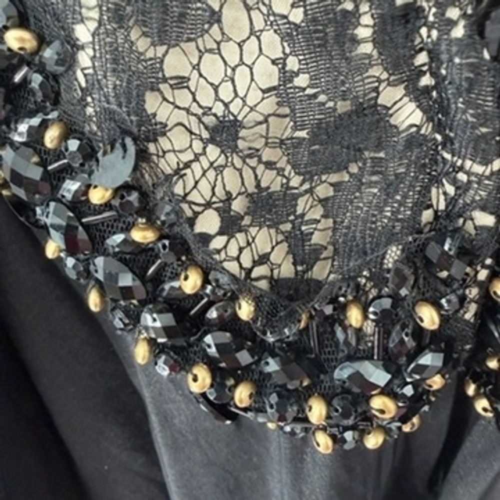 Mac Duggal 77181F Sleeveless Gown Black Lace Sequin Beaded Corset Back Dress 14W - Picture 5 of 15